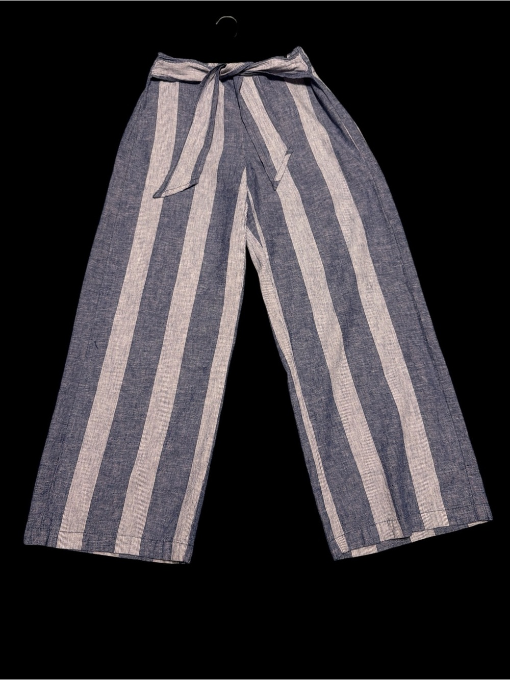 beachlunchlounge Blue & White Striped Wide Leg Linen-Blend Pants